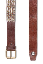 Leather Studded Belt - Brown