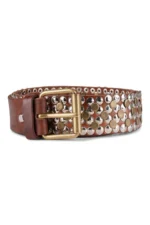 Leather Studded Belt - Brown